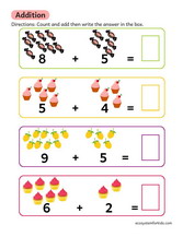 Addition of numbers worksheet